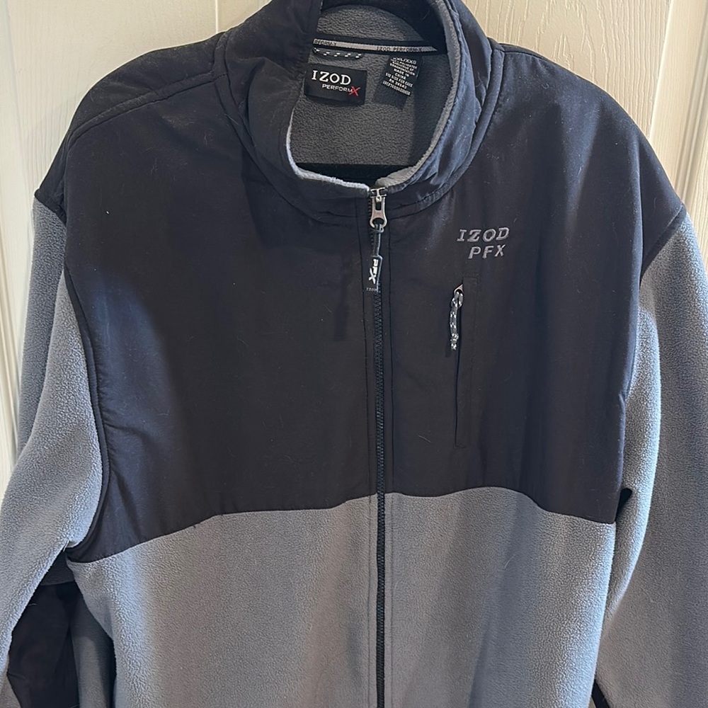 Izod Black and Gray Performance Jacket with Sporty Design